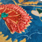 Velvet Blue Cushion Cover-Cord piping with Hand Embroidered Floral Pattern 16x16 inches (set of 1)