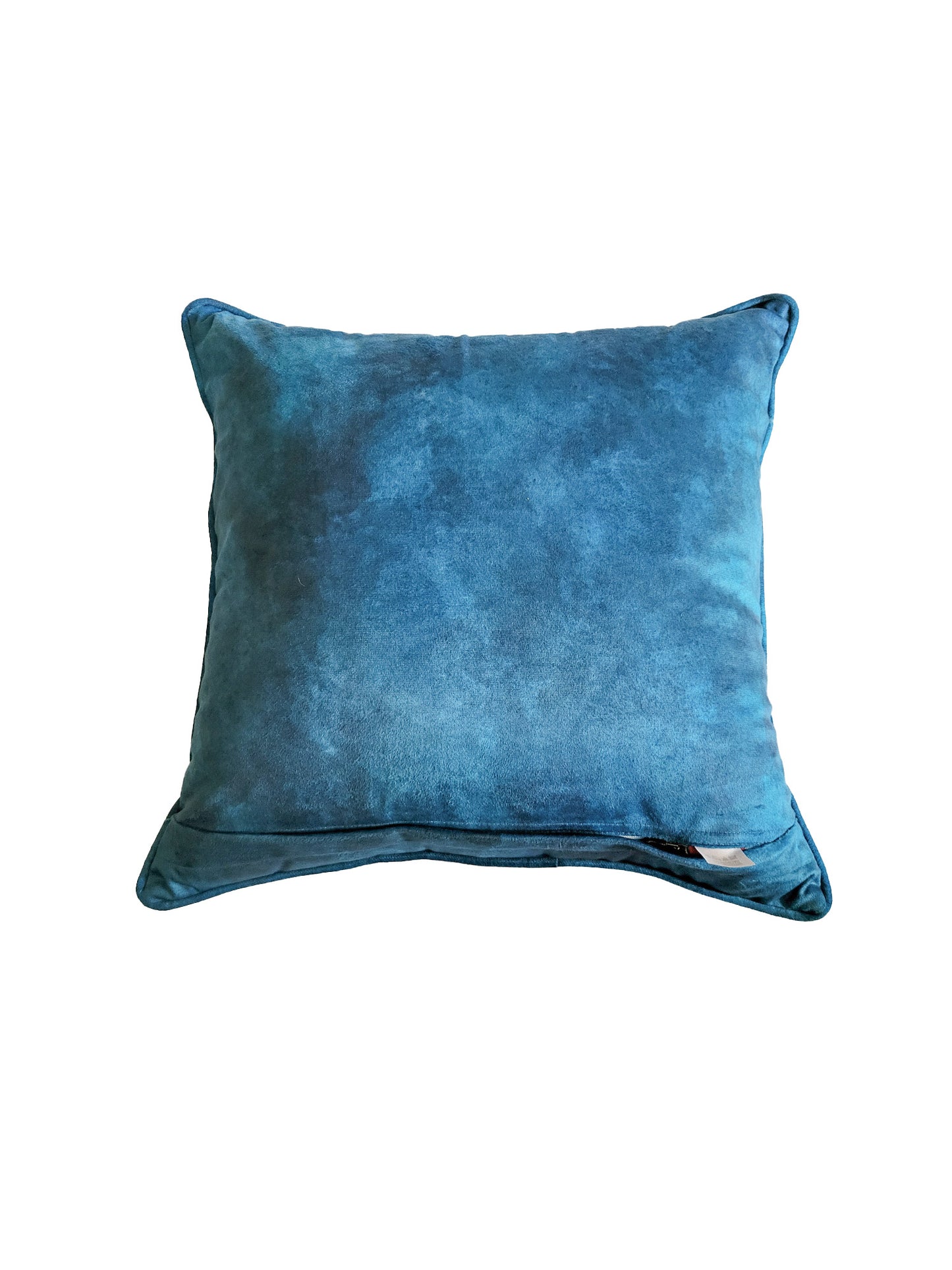 Velvet Blue Cushion Cover-Cord piping with Hand Embroidered Floral Pattern 16x16inches(set of 1)