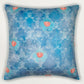 Velvet Blue Cushion Cover -Digital Print of Jaali pattern|Hand Embroidered Floral Pattern 18x18inches (set of 1)