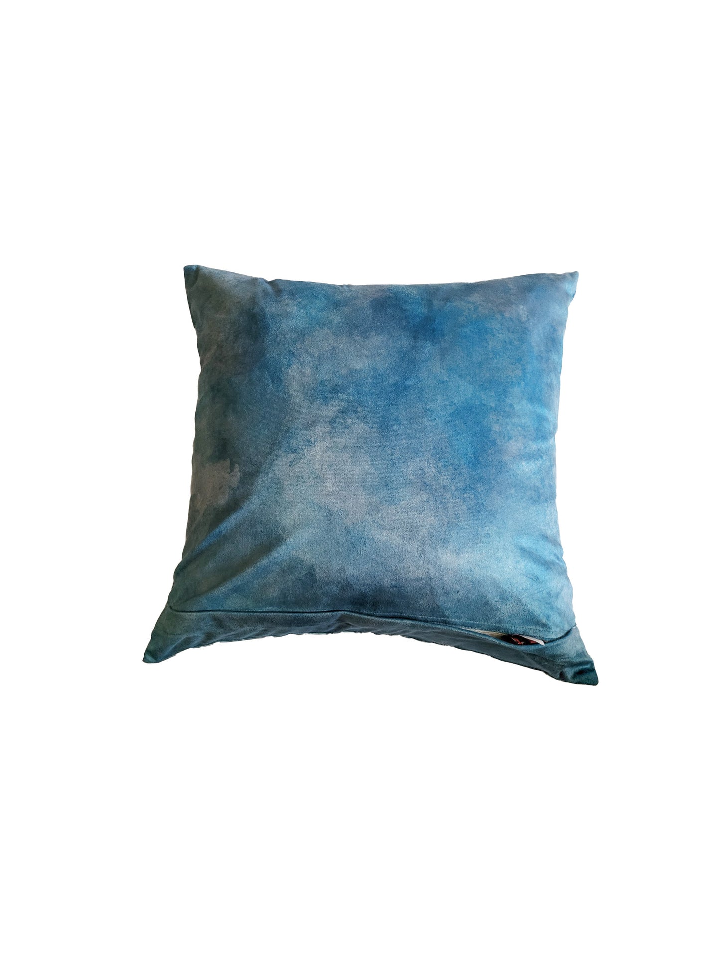 Velvet Blue Cushion Cover -Digital Print of Jaali pattern|Hand Embroidered Floral Pattern 18x18inches (set of 1)