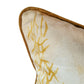 Velvet Cushion Cover-Floral Pattern|Contrast Cord Piping |Beige 16x16 Inches (Set of 1)
