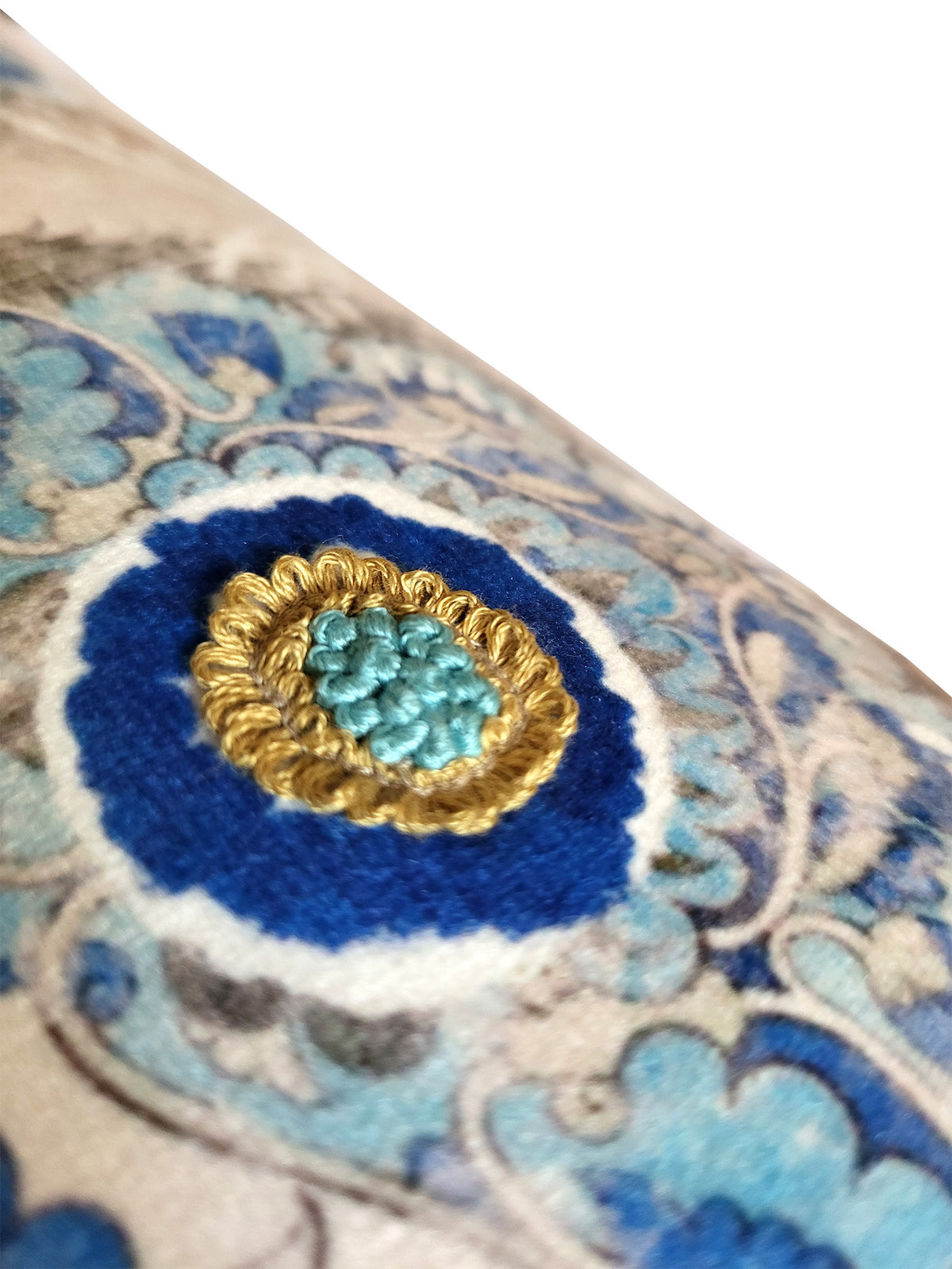 Velvet Multicolor Cushion Cover – Hand Embroidered |Floral Digital Print 12x22 Inches (Set of 1)