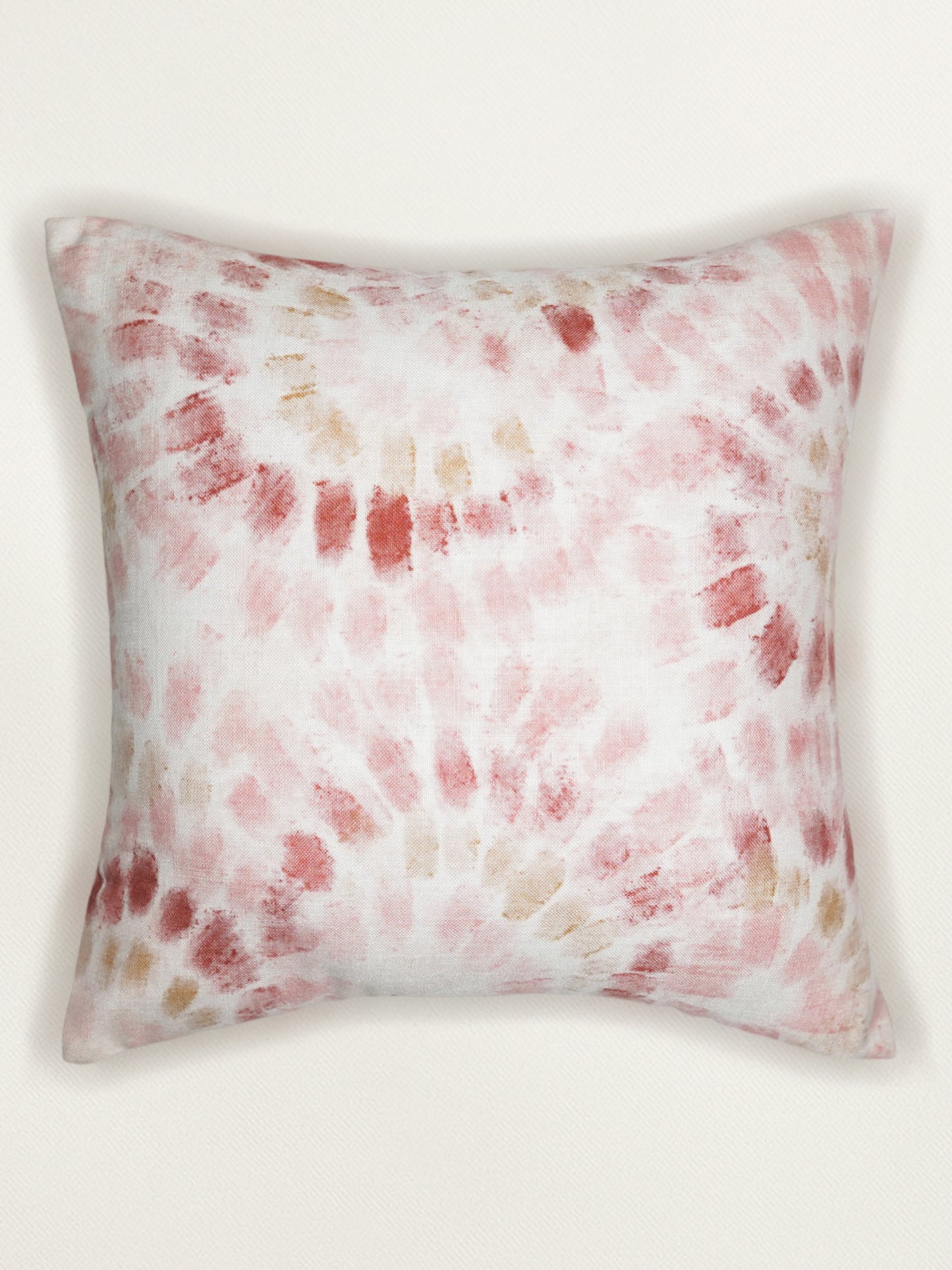 Poly Cotton Light Pink Cushion Cover -Digital Print |Hand-Painted Gold Strokes – 16x16 Inches (Set of 1)