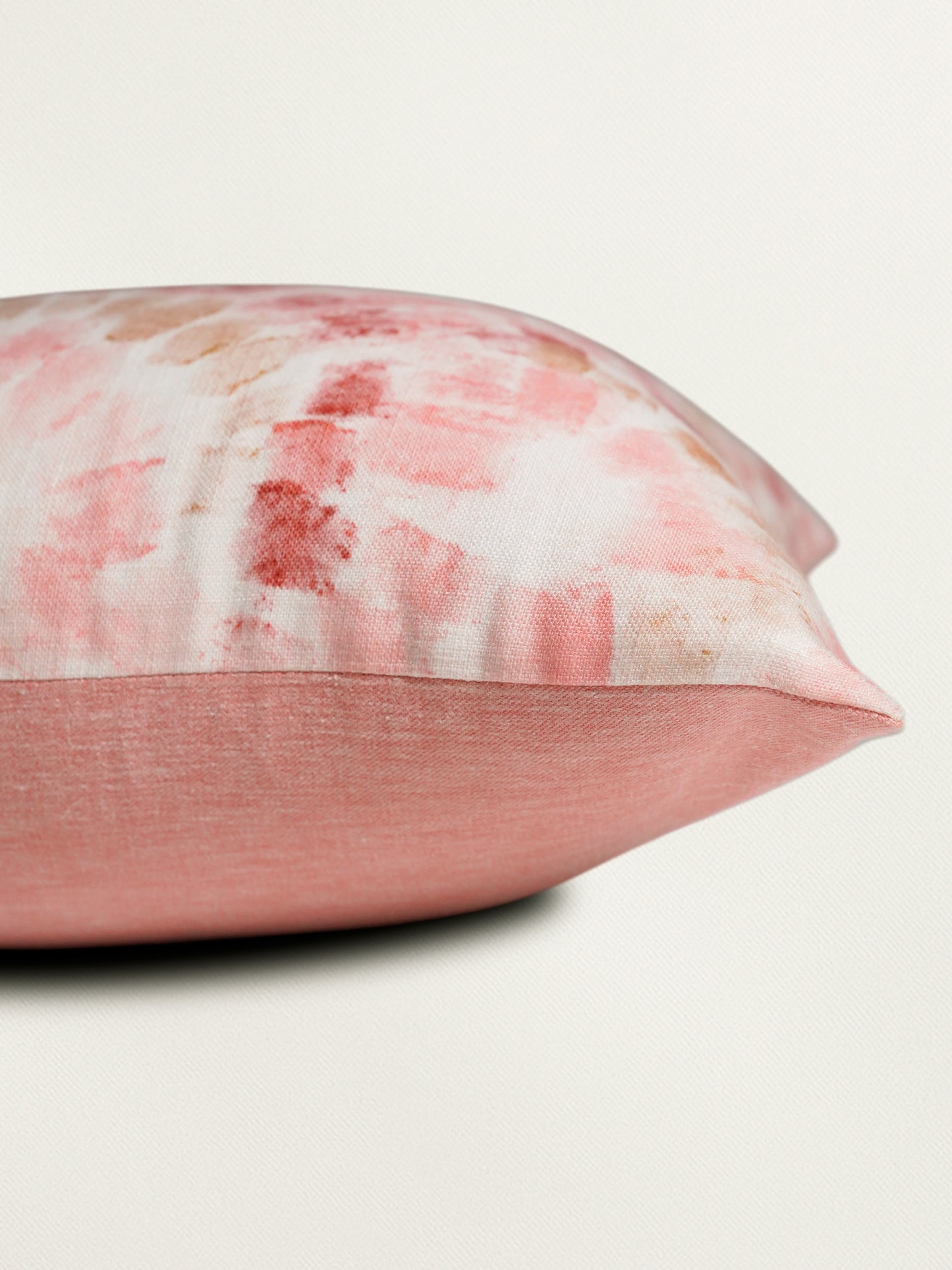 Poly Cotton Light Pink Cushion Cover -Digital Print |Hand-Painted Gold Strokes – 16x16 Inches (Set of 1)