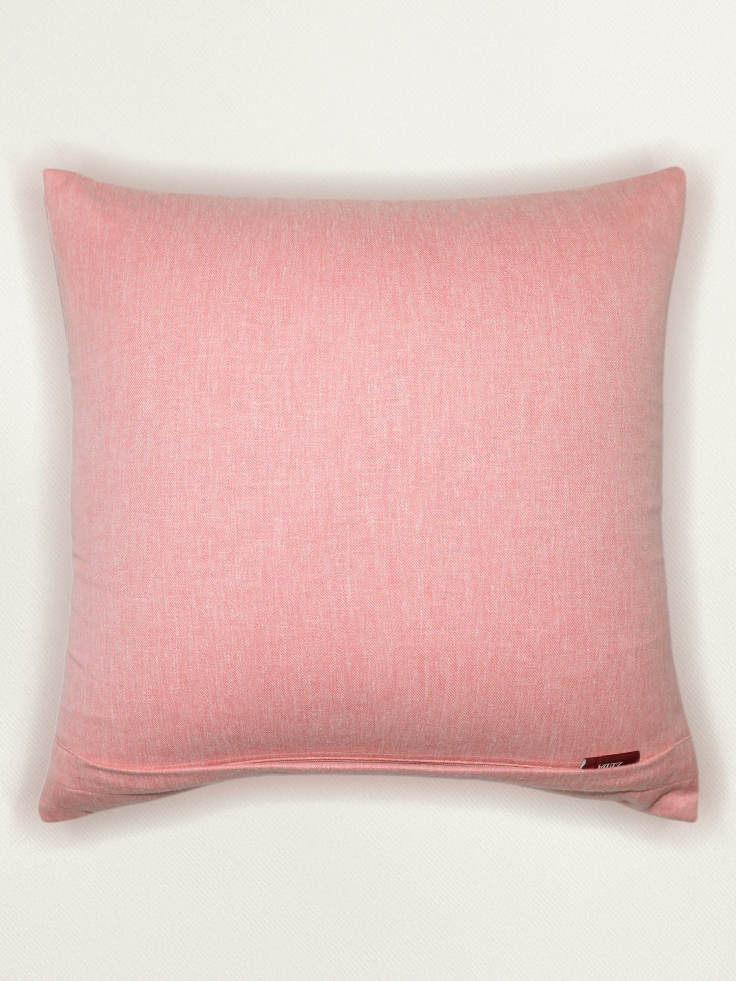 Poly Cotton Light Pink Cushion Cover -Digital Print |Hand-Painted Gold Strokes – 16x16 Inches (Set of 1)