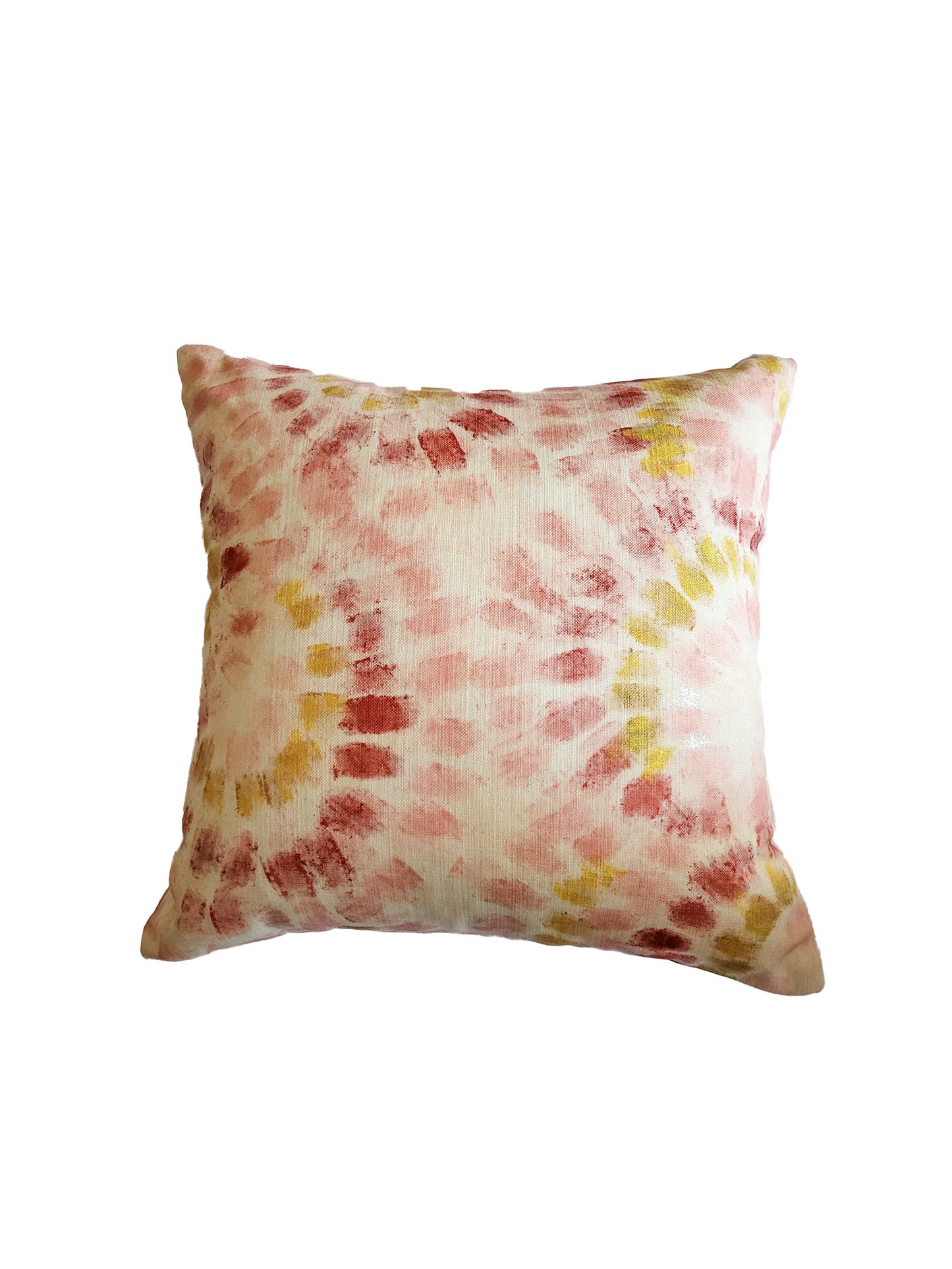 Poly Cotton Light Pink Cushion Cover -Digital Print |Hand-Painted Gold Strokes – 16x16 Inches (Set of 1)
