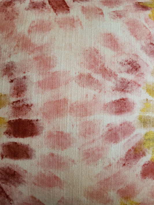 Poly Cotton Light Pink Cushion Cover -Digital Print |Hand-Painted Gold Strokes – 16x16 Inches (Set of 1)