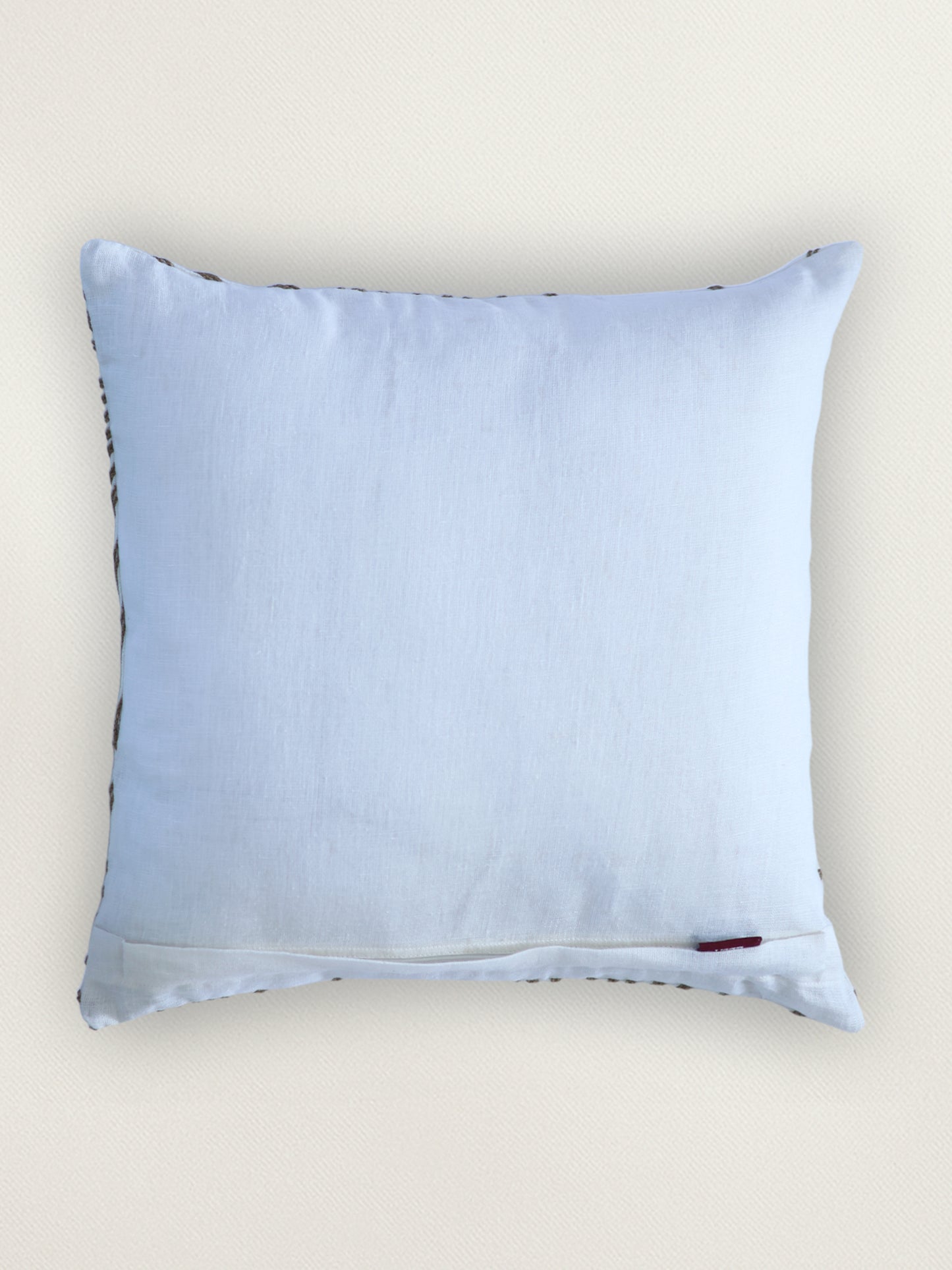 ZEBA  Hand Embroidered Cushion Cover - Luxe Collection | Sofa, Bedroom, Couch | Floral Embroidery | Off White - Cotton Blend | 16x16 inch (40x40 cms) (Pack of 1)