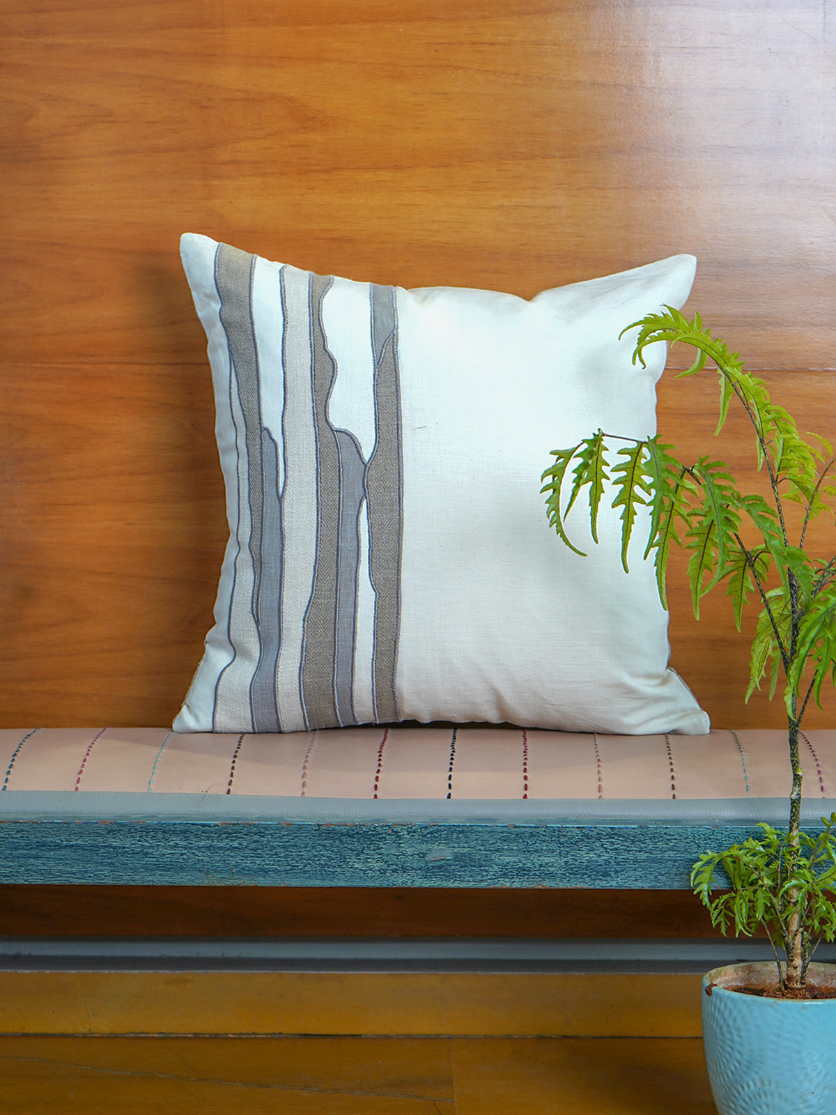 ZEBA Cushion Cover - Luxe Collection | Sofa, Bedroom, Couch | Applique Patches  | Multicolor - Poly Cotton | 16x16 inch (40x40 cms) (Pack of 1)