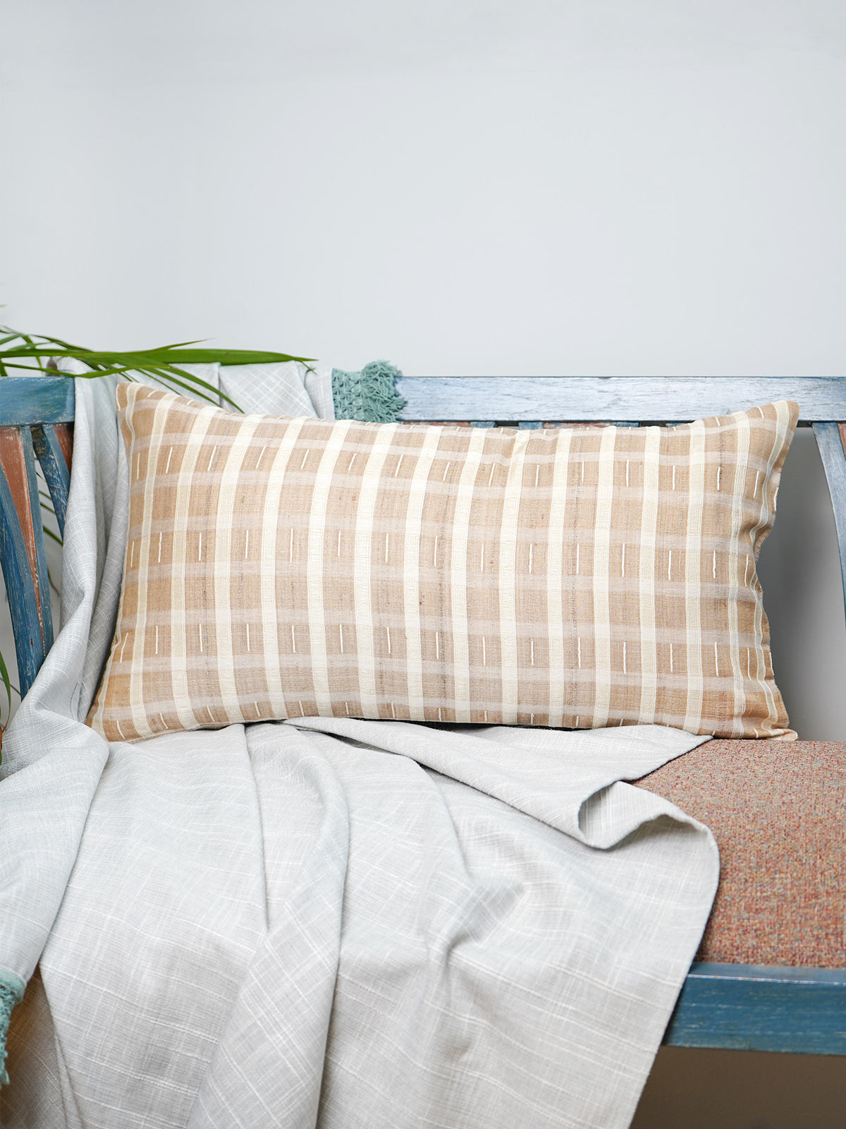 ZEBA Cushion Cover - Luxe Collection | Sofa, Bedroom, Couch | Verticle Stripes | Brown - Silk | 12x22 inch (30x55 cms) (Pack of 1)