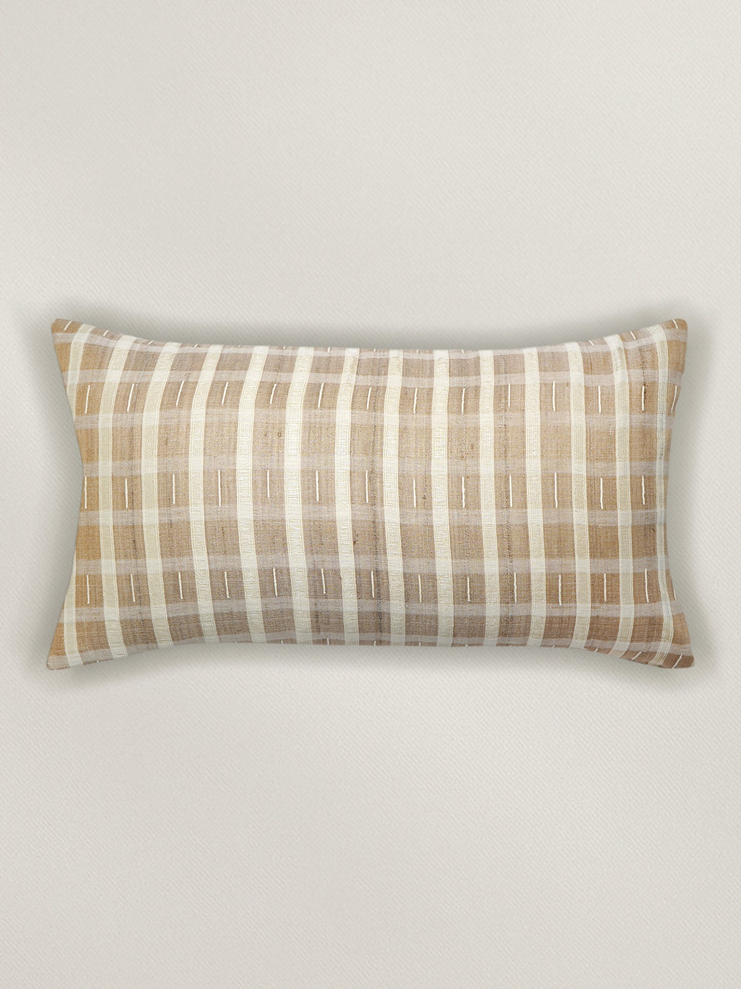 ZEBA Cushion Cover - Luxe Collection | Sofa, Bedroom, Couch | Verticle Stripes | Brown - Silk | 12x22 inch (30x55 cms) (Pack of 1)