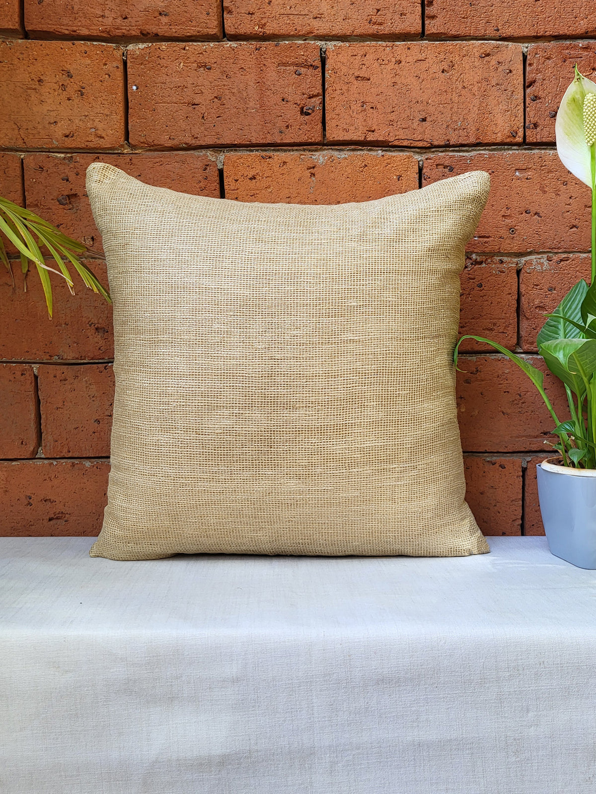 ZEBA Cushion Cover - Luxe Collection | Sofa, Bedroom, Couch | Self Textured | Golden Brown - Polyester | 18x18 inch (45x45 cms) (Pack of 1)