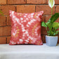 Poly Cotton Pink Cushion Cover -Digital Print |Hand-Painted Gold Strokes – 16x16 Inches (Set of )
