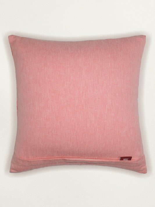 Poly Cotton Pink Cushion Cover -Digital Print |Hand-Painted Gold Strokes – 16x16 Inches (Set of )