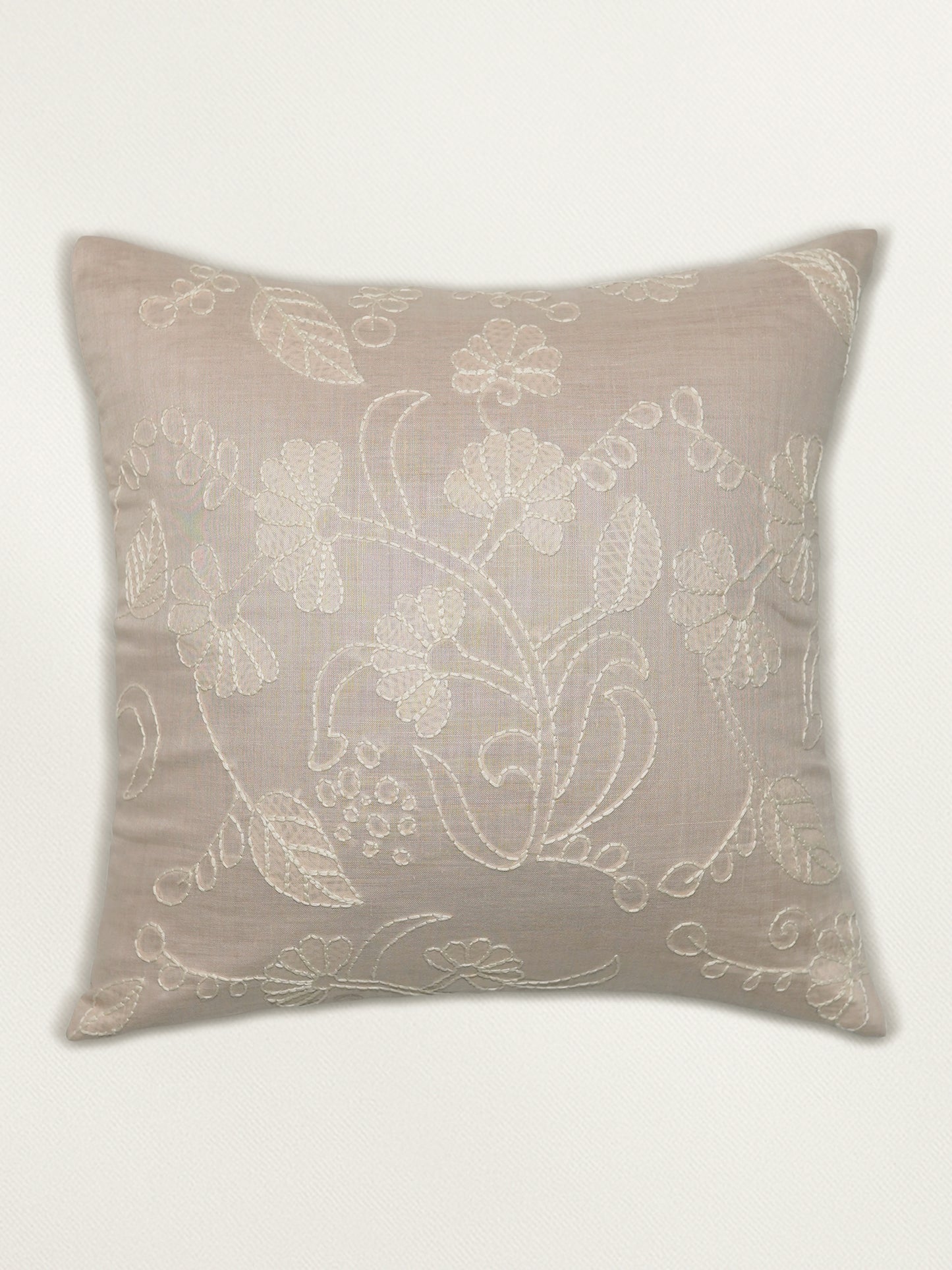 Hand Embroidery Cushion Cover | Floral Design - Cotton 16 x 16inches