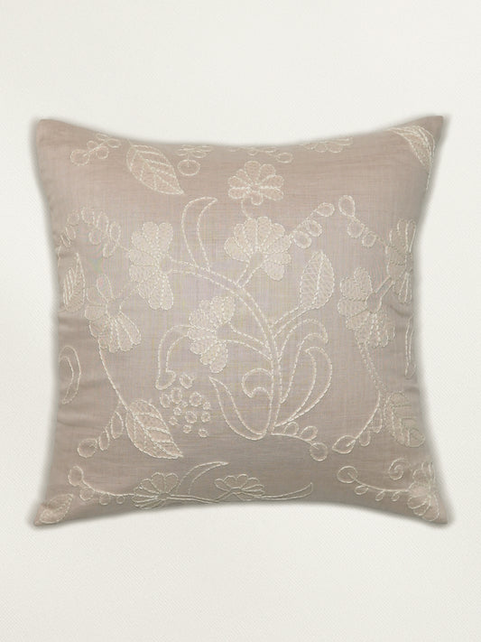 Hand Embroidery Cushion Cover | Floral Design - Cotton 16 x 16inches