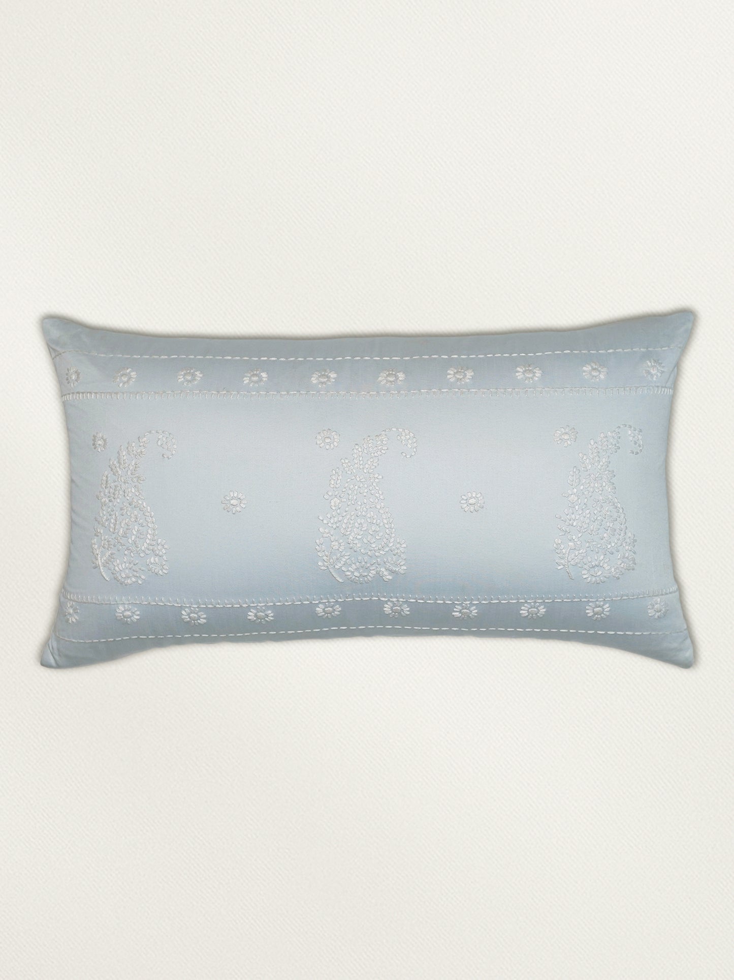 Hand Embroidery Cushion Cover | Paisley Design - Cotton 12 x 22 inches