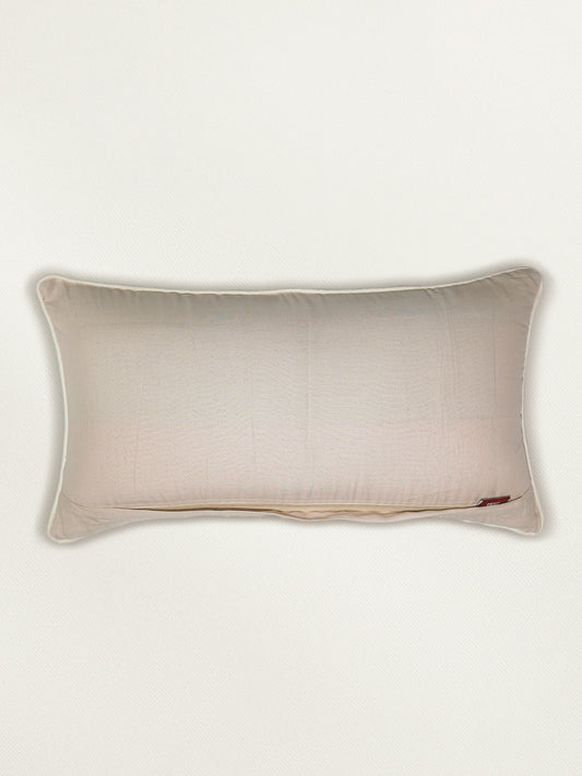 Hand Embroidery Cushion Cover | Leaves with Cord Piping - Linen 12 x 22 inches