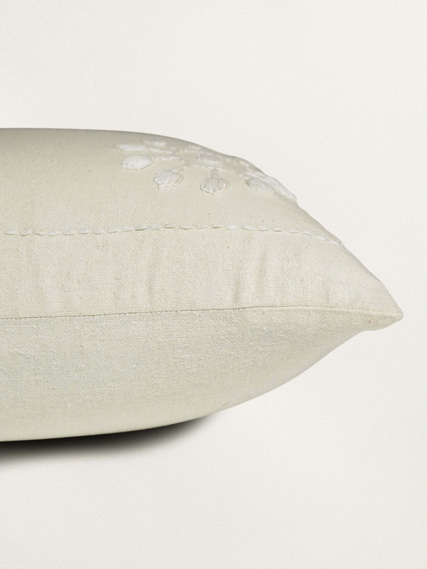 Hand Embroidery Cushion Cover | Snowflakes in Corners - Cotton 20 x 20 inches