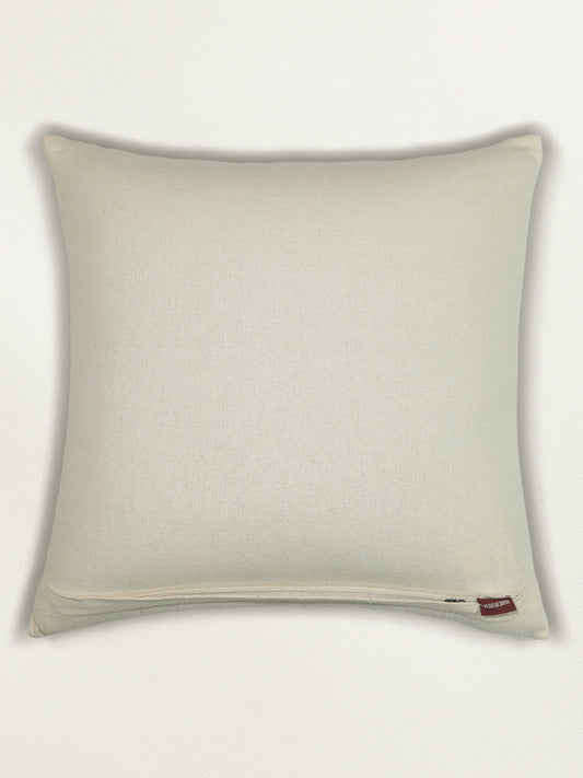 Hand Embroidery Cushion Cover | Snowflakes in Corners - Cotton 20 x 20 inches