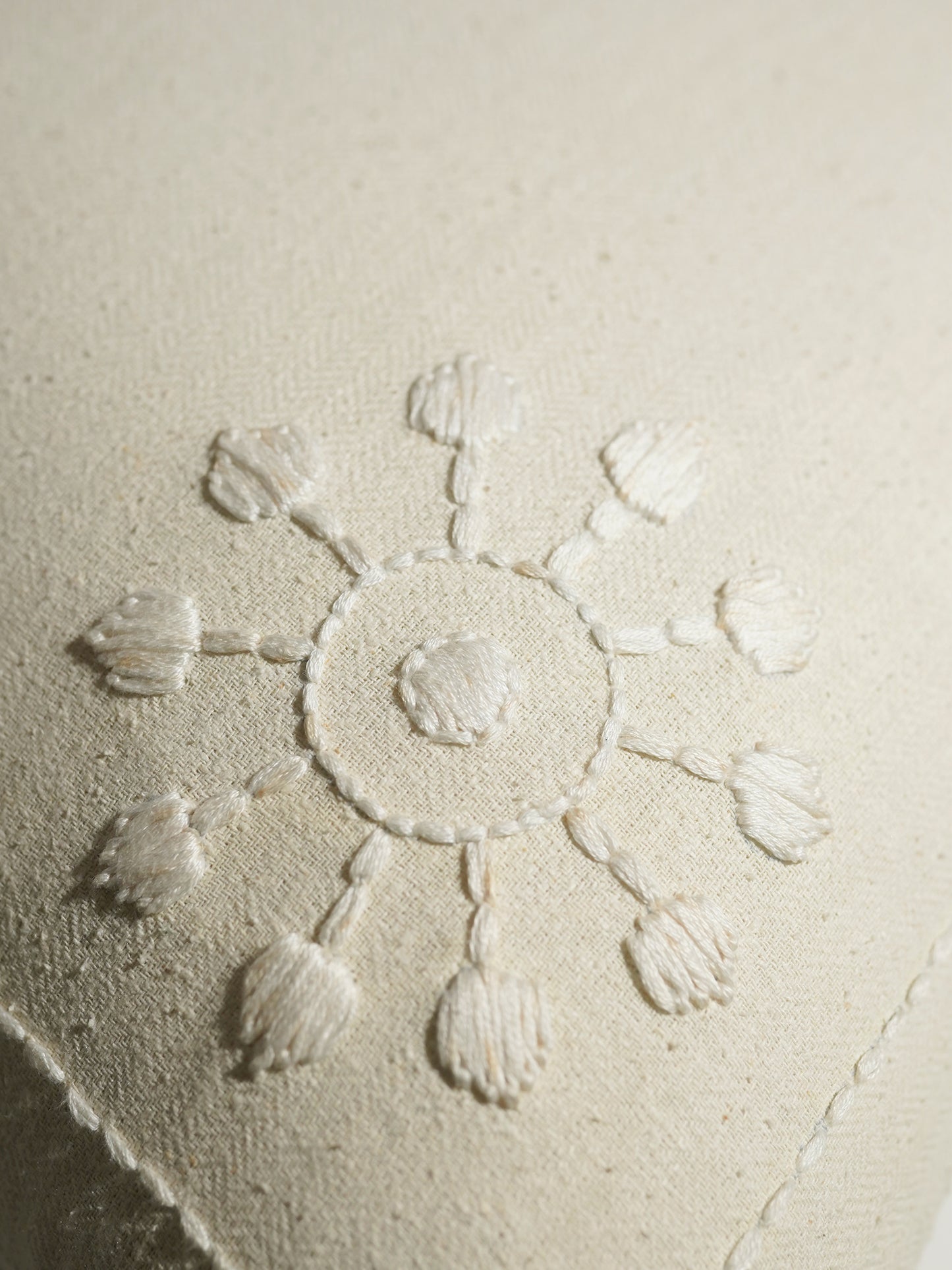 Hand Embroidery Cushion Cover | Snowflakes in Corners - Cotton 20 x 20 inches