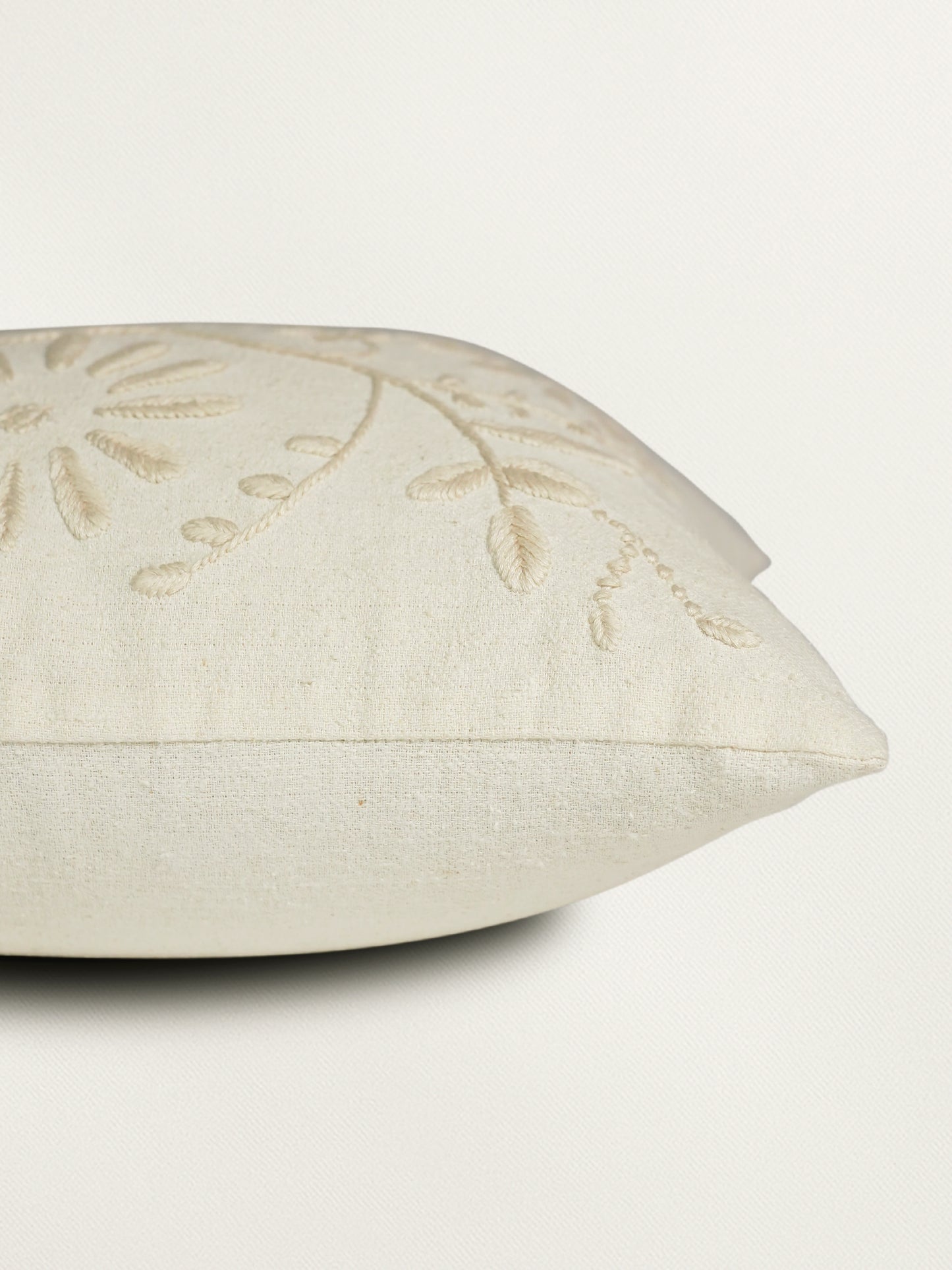 Hand Embroidery Cushion Cover with Jali and Floral Design - Cotton 16x16 inches