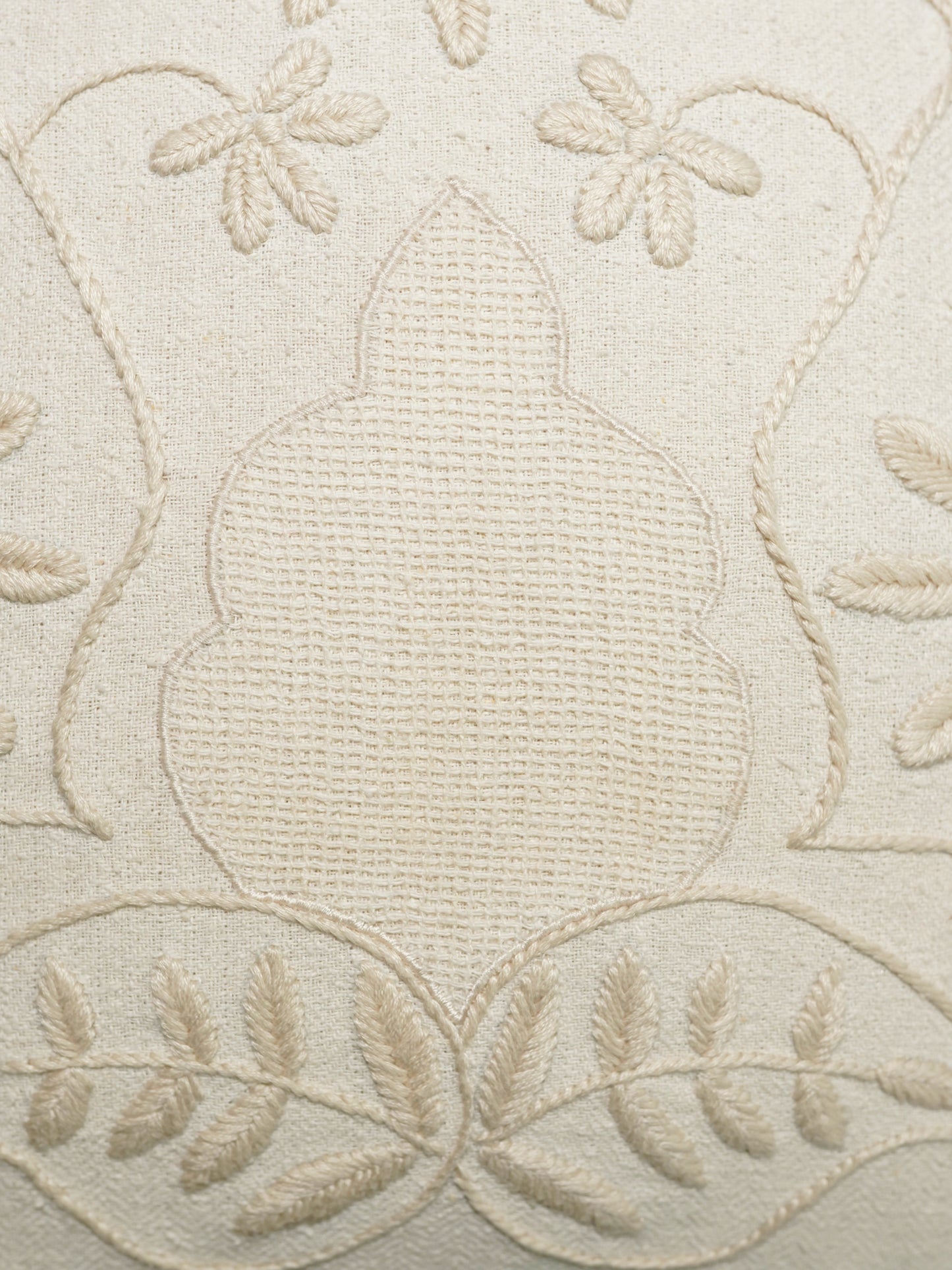 Hand Embroidery Cushion Cover with Jali and Floral Design - Cotton 16x16 inches