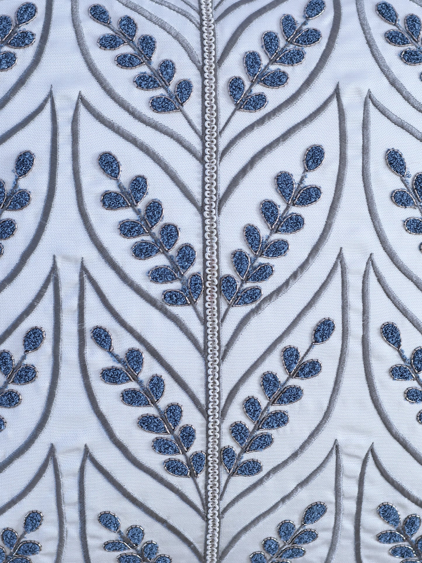 Polyester Blend Off-White Cushion Cover –with Towel, Machine & Hand Embroidery 16x16'' Set of 1