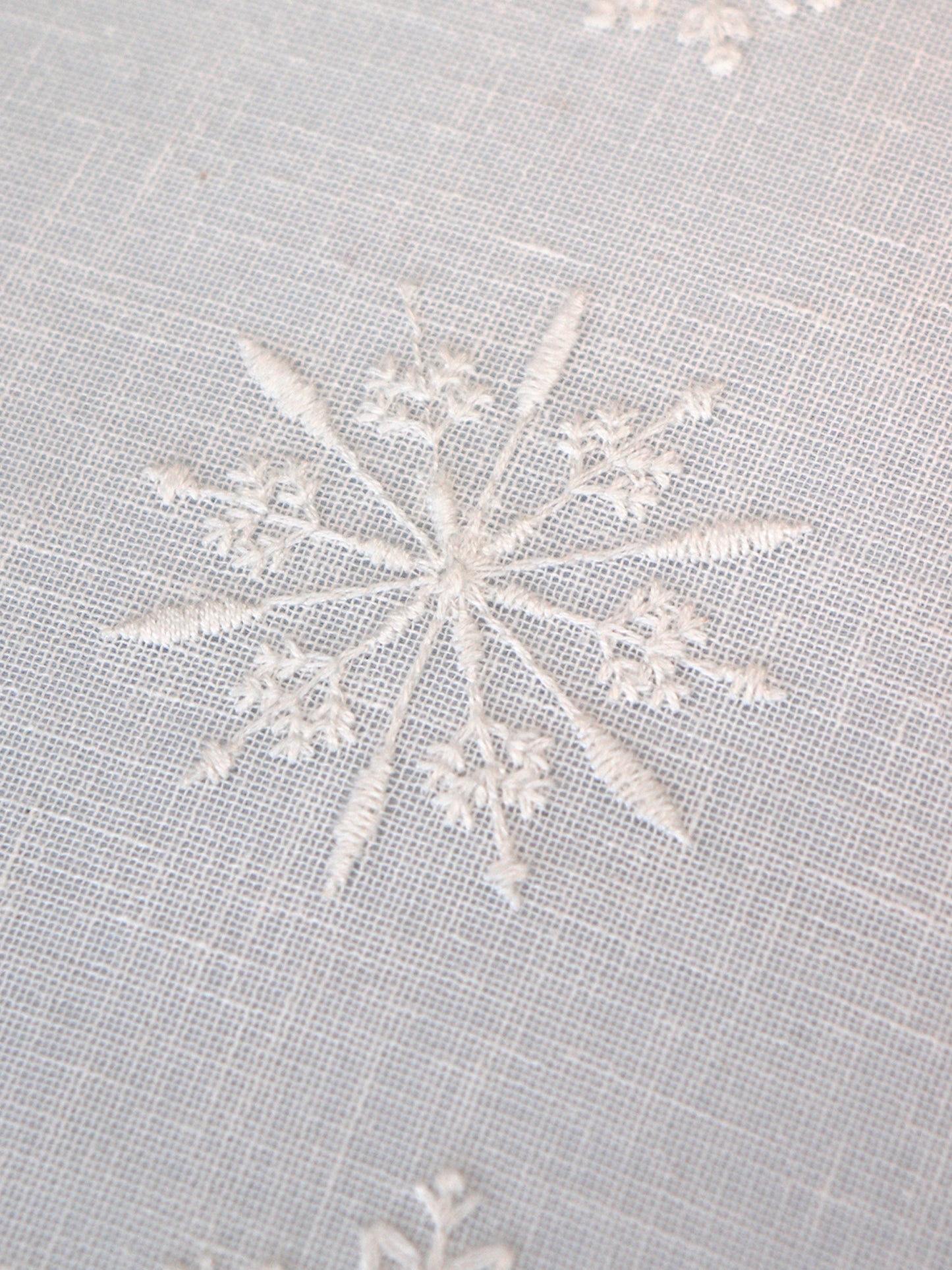 Hand Embroidery Cushion Cover | Snowflakes with Cord Piping - Cotton 20x20 inches