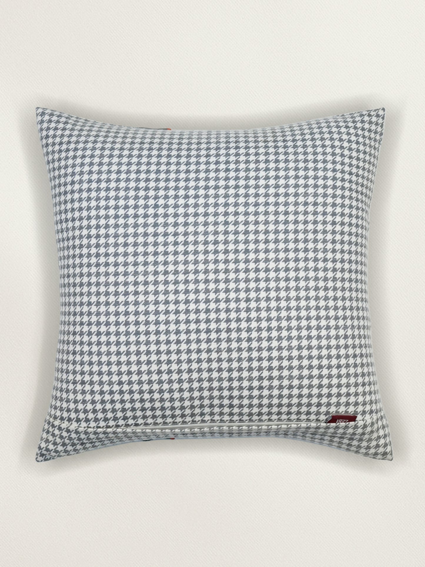 Polyester Blend Cushion Cover – White, Patch Work + Machine Embroidery, 18x18 inch, Set of 1