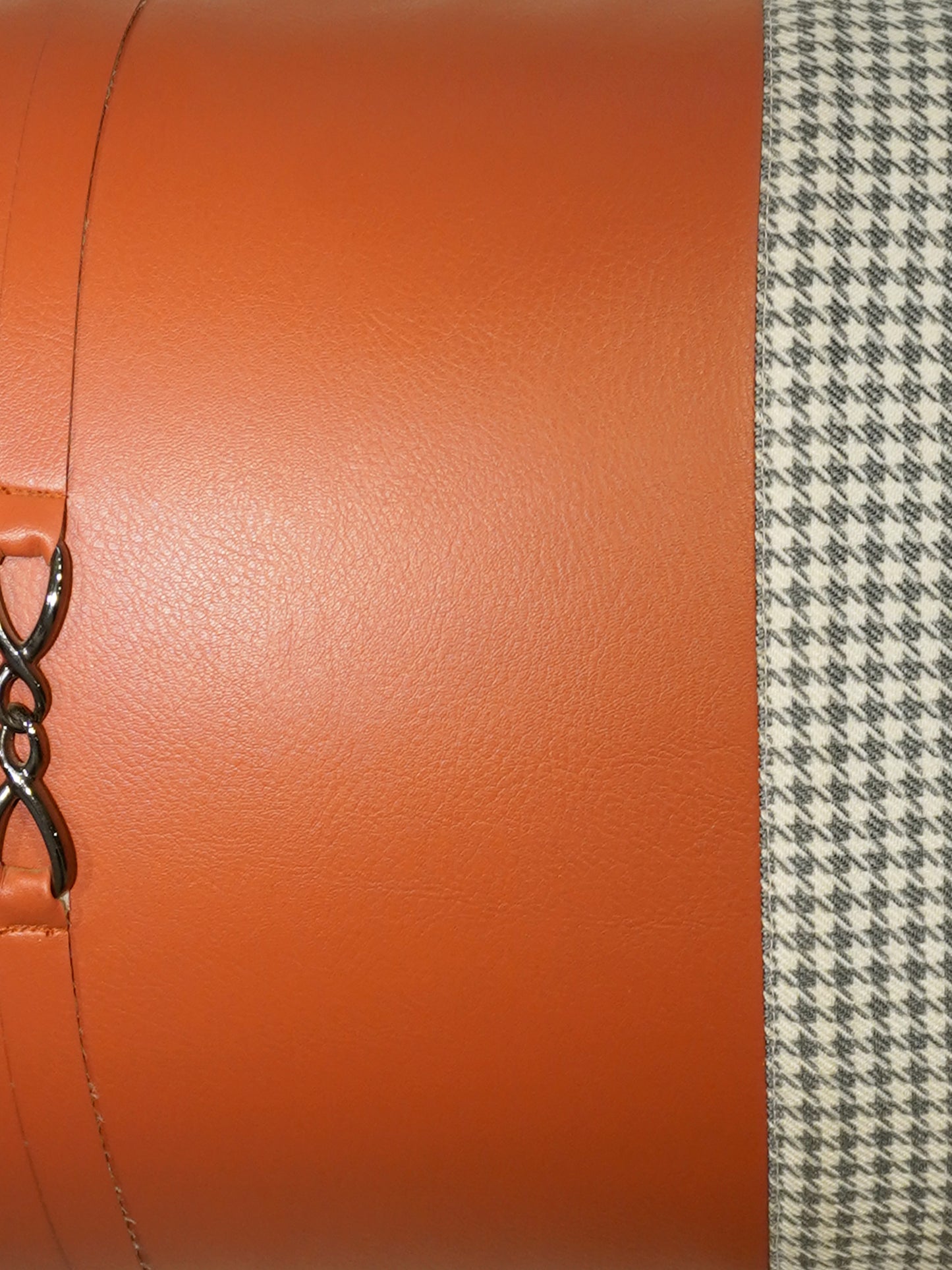 Leather & Polyester Cushion Cover – Rust, Patch Work + Patti 12x22 inch Set of 1