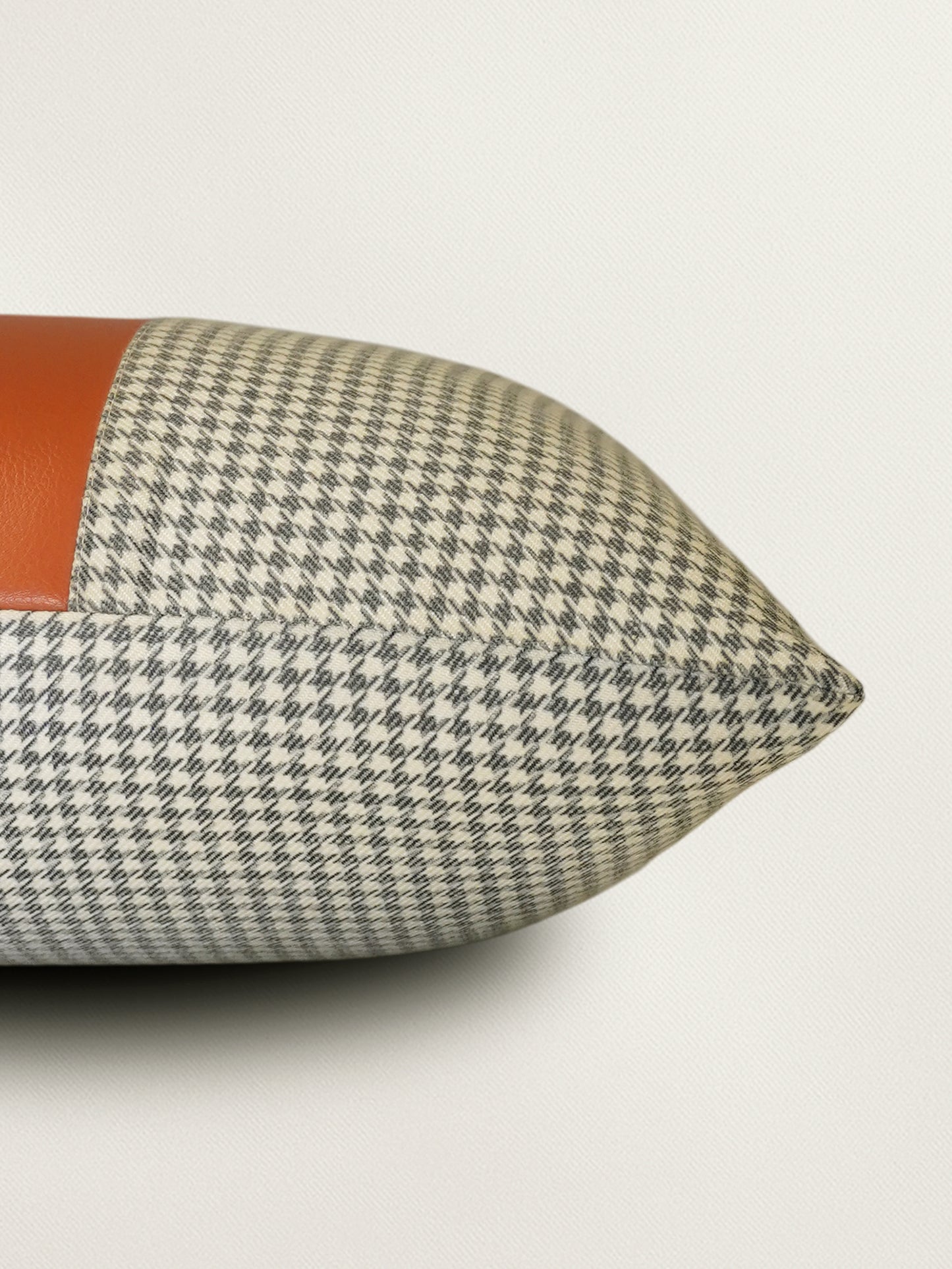 Leather & Polyester Cushion Cover – Rust, Patch Work + Patti 12x22 inch Set of 1