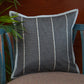 Polyester Blend Cushion Cover - Black, Digital Flange , Flat Piping & Hand Embroidery (Godri Stitch), 16x16 inches, Set of 1"
