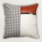 Leather & Polyester Cushion Cover – White, Digital + Patch Work, 16x16 inch, Set of 1