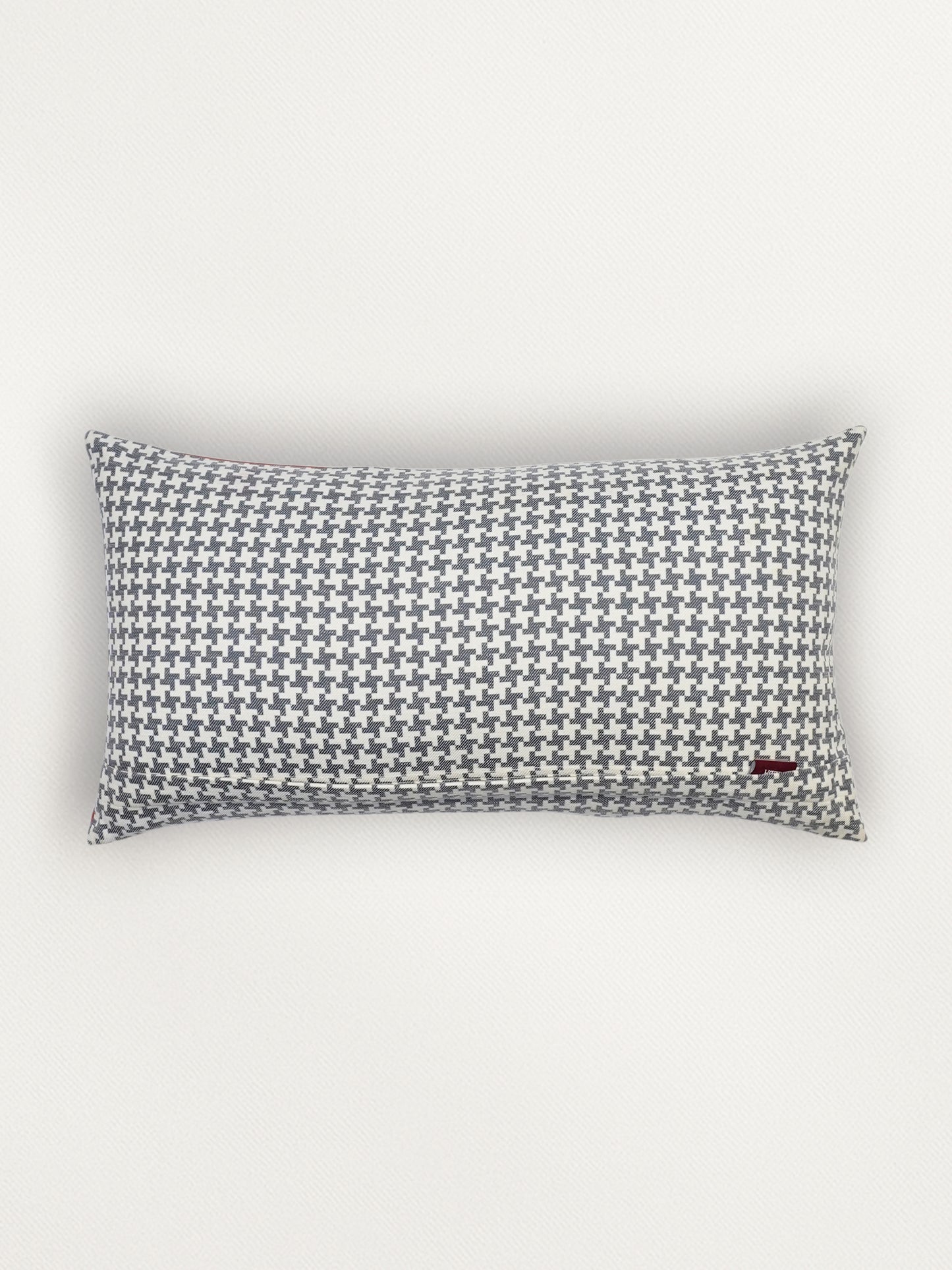 Leather & Polyester Cushion Cover – Rust, Patti Work, 12x22 inch, Set of 1