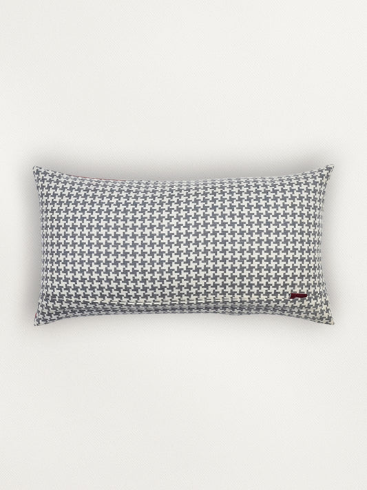 Leather & Polyester Cushion Cover – Rust, Patti Work, 12x22 inch, Set of 1