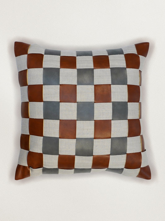 Patti Work Modern Cushion Cover 16 Inch x 16 Inch | Leather