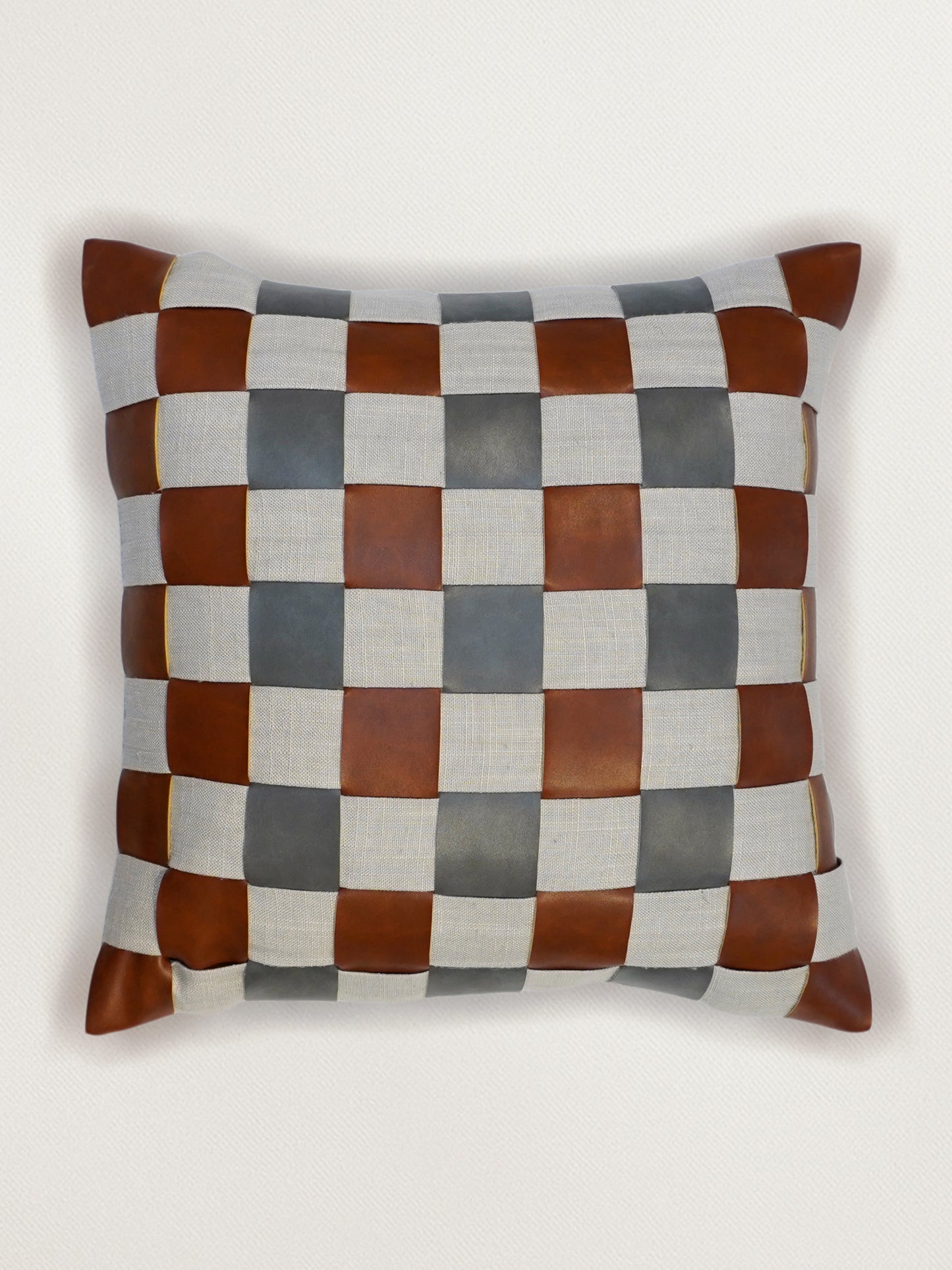 Patti Work Modern Cushion Cover 16 Inch x 16 Inch | Leather