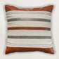 Leather Cushion Cover - Light Grey with Patch Work and Machine Thin Line, 16x16 inches, Set of 1