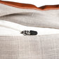 Leather Cushion Cover - Light Grey with Patch Work and Machine Thin Line, 16x16 inches, Set of 1