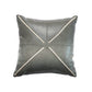 Zeba Leather Cushion Cover - Grey ,Patchwork 16x16''