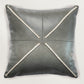 Zeba Leather Cushion Cover - Grey ,Patchwork 16x16''