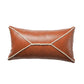 Leather Cushion Cover - Rust ,Hand Work, 12x22 inches, Set of 1