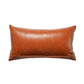 Leather Cushion Cover - Rust ,Hand Work, 12x22 inches, Set of 1