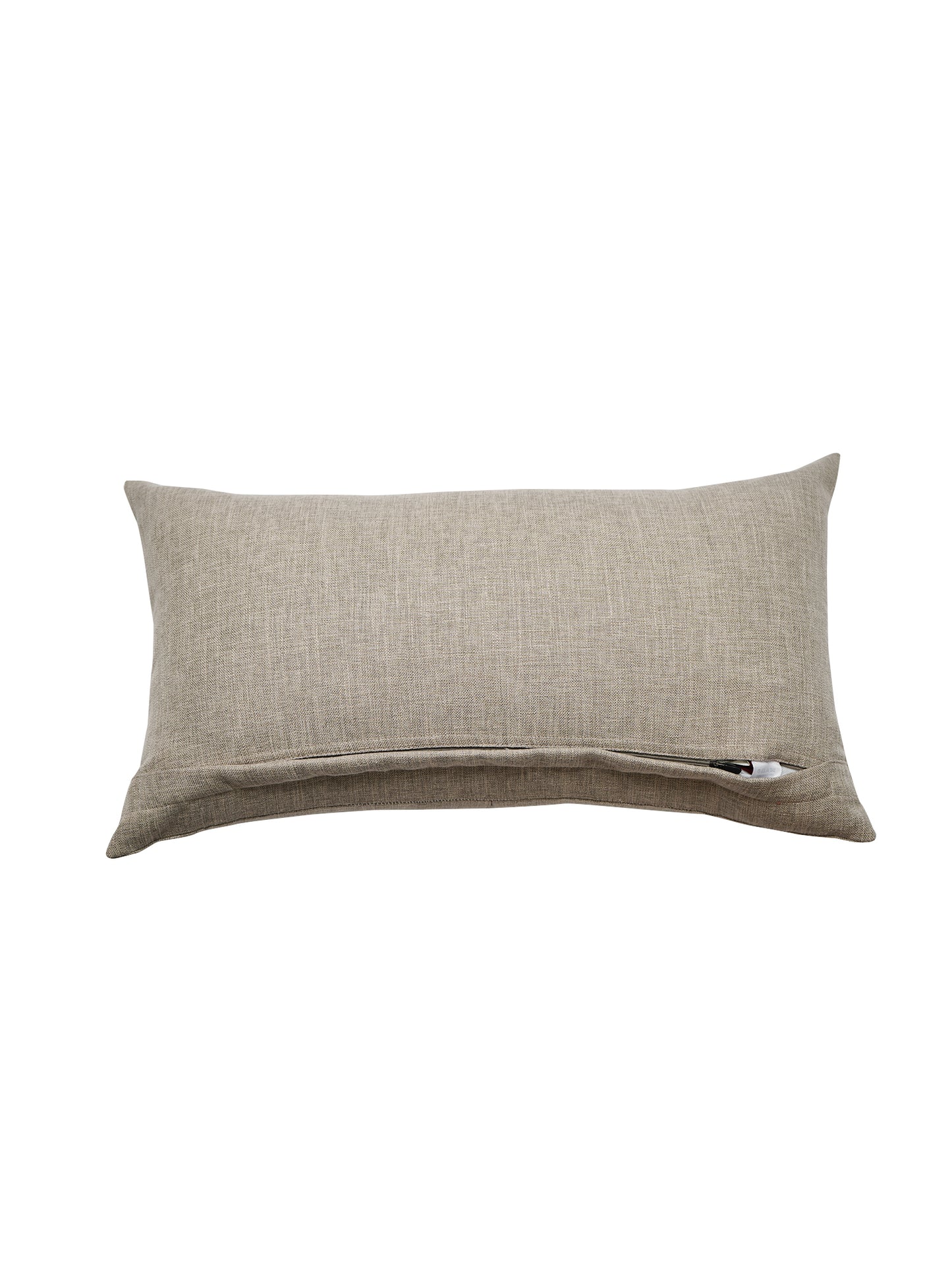 Polyester Blend  Grey Cushion Cover -Overlap and Hand Work, 12x22 inches, Set of 1