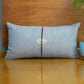 Polyester Blend  Grey Cushion Cover -Overlap and Hand Work, 12x22 inches, Set of 1
