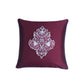 Motif Embroidered with Cushion Cover with Patchwork and Cord Piping - Maroon