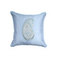 Paisley Motif in Two Tone Embroidered Cushion Cover  with Cord Piping - Metallic Grey