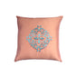 Central Motif in Two Tone Embrodiery  Cushion Cover - Coral