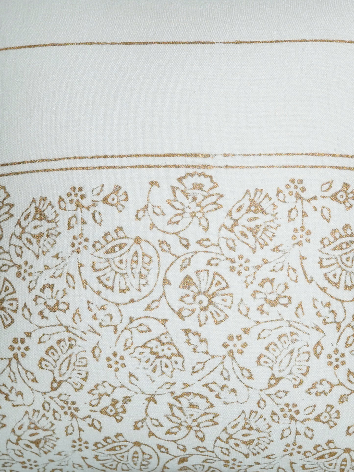 Golden Block Printed Cushion Cover | Flange Border - Cotton 16 x 16 inches